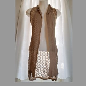 Crochet Sleeveless Long Cardigan - L